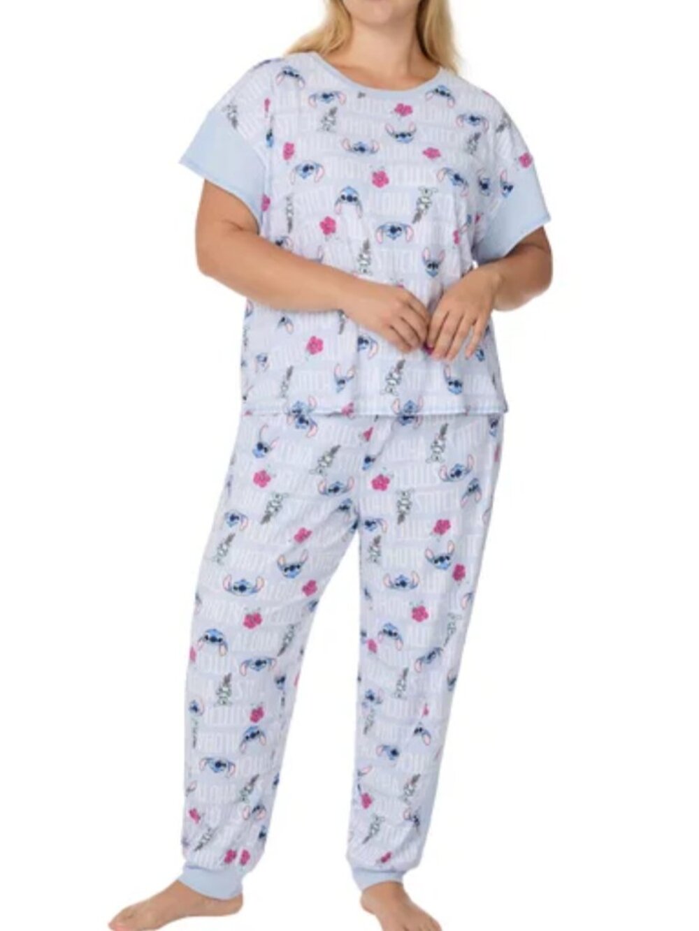 Disney Stitch Pajama Set XL Blue NWT Character 2 Piece Sleepwear Lounge Set